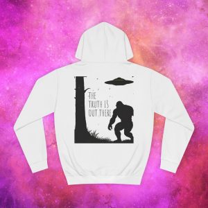 Unisex College Hoodie - The Truth Is Out There Bigfoot & UFO Design - Image 2