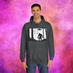 Unisex College Hoodie - The Truth Is Out There Bigfoot & UFO Design - Image 11